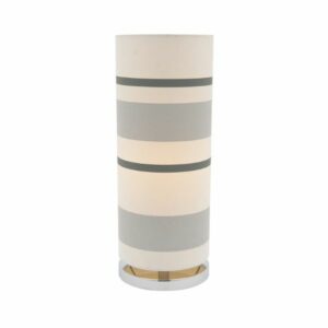 LLT Vardy Silver Table Lamp with polished chrome base and silver and white striped cylindrical shade