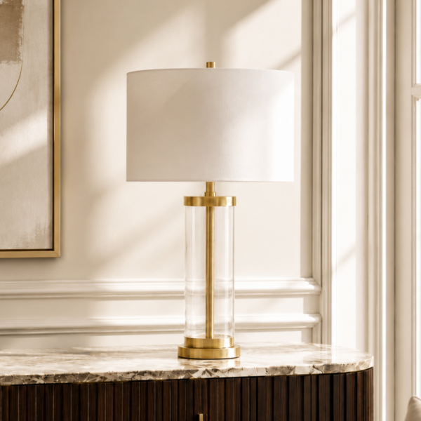 modern glass table lamp gold white shade