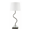 LLT Faiz White Table Lamp close up of clear crystal square base with chrome stem rising from centre