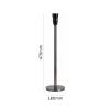 LLT Flynn Black Chrome Table Lamp Base with slim black chrome stem and round base at 470mm tall showing dimensions against white background