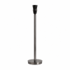 LLT Flynn Black Chrome Table Lamp Base close up of 180mm round black chrome base plate and stem connection detail