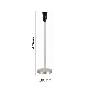 LLT Flynn Nickel Table Lamp Base with slim brushed nickel stem and round base at 470mm tall