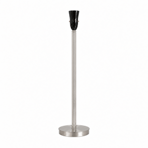 LLT Flynn Nickel Table Lamp Base with slim brushed nickel stem and round base at 470mm tall showing dimensions against white background