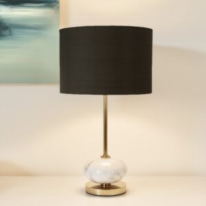 LLT Sicily Black Table Lamp with marble base and gold stem